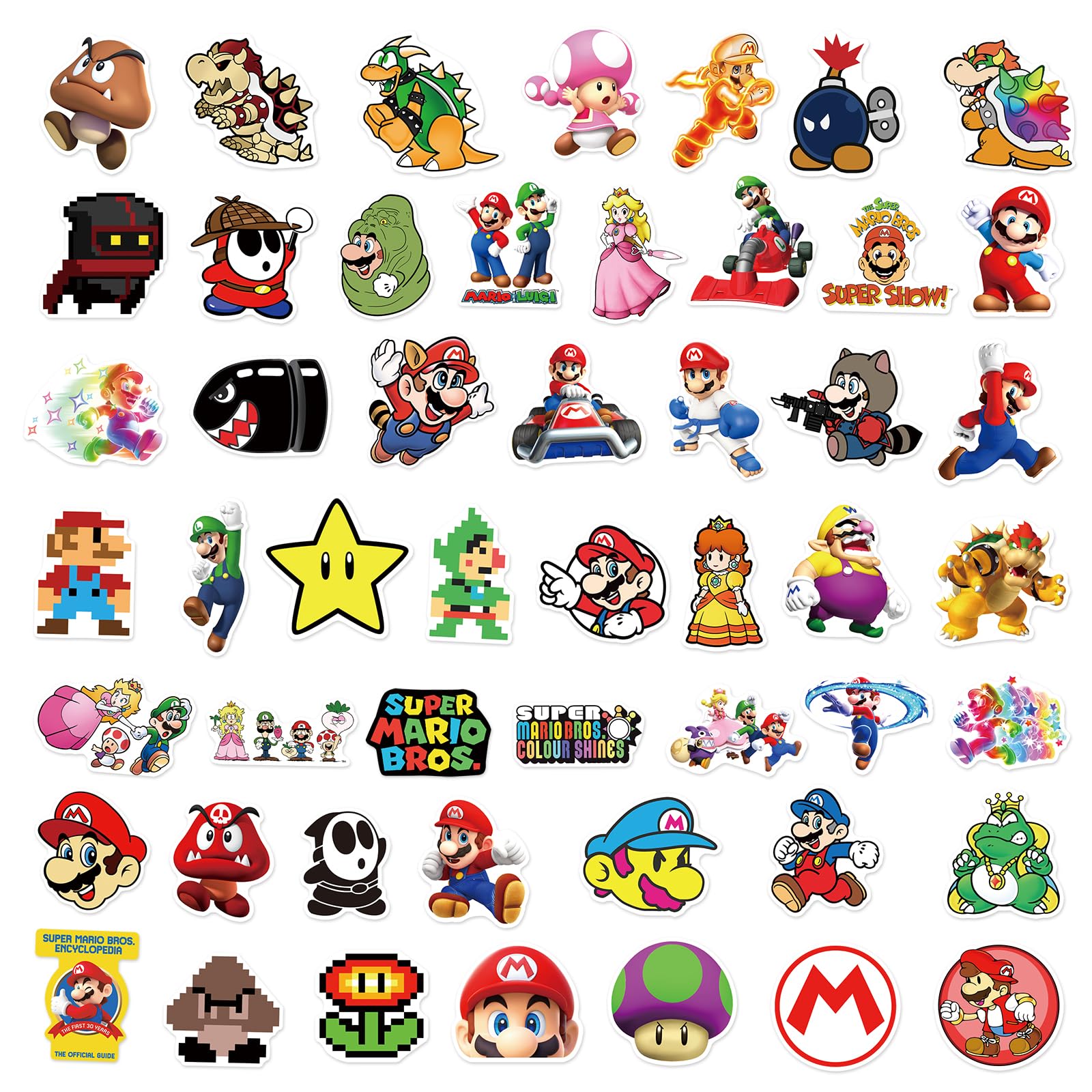 Super Mario Bros Stickers for Water Bottles 100 Pack Cute,Waterproof,Aesthetic,Trendy Stickers for Teens,Girls Perfect for Waterbottle,Laptop,Phone,Travel Extra Durable Vinyl (Mario) …