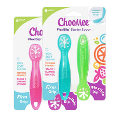 ChooMee FlexiDip Baby Starter Spoon   Platinum Silicone   First Stage Teething Friendly Learning Utensil   4 CT   Four Colors