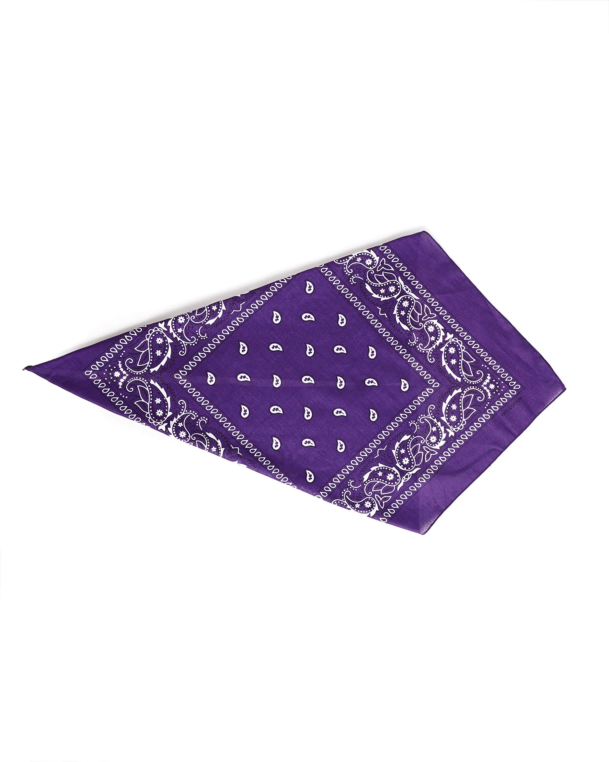 Purple Paisley Bandana Head Scarf Headbands Handkerchief Cowboy Cotton Bib Party Face Covering Headwear For Motorcycling Mens Womens Unisex