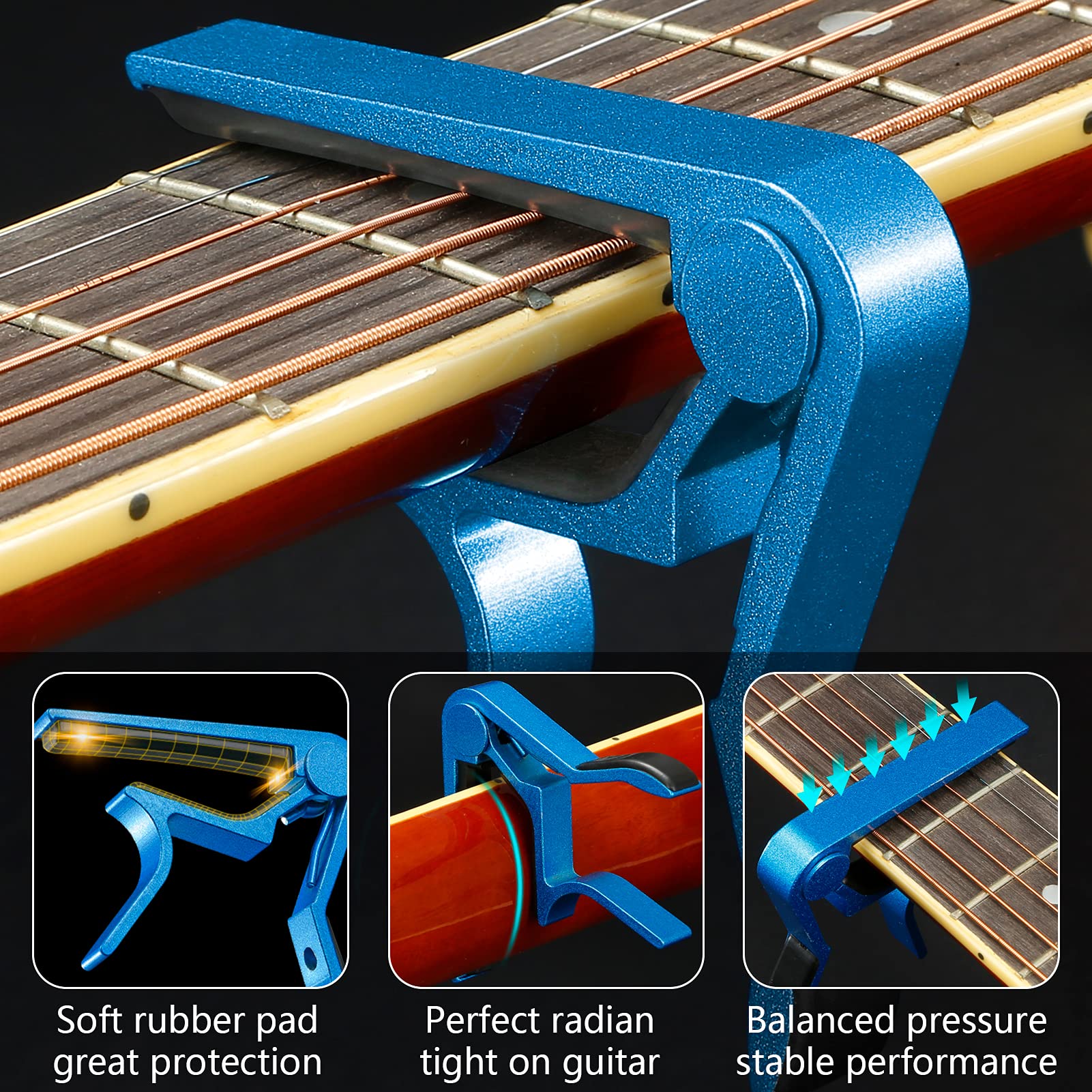 Guitar Capo Quick Change Capo for 6-String Acoustic Guitar Electric Guitar Classical Guitar Ukulele Capotastos Capo (Blue)