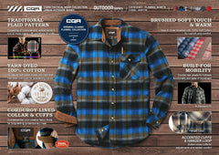 CQR Men's All Cotton Flannel Shirt, Long Sleeve Casual Button Up Plaid Shirt, Brushed Soft Outdoor Shirts, Plaid Flannel River, XL