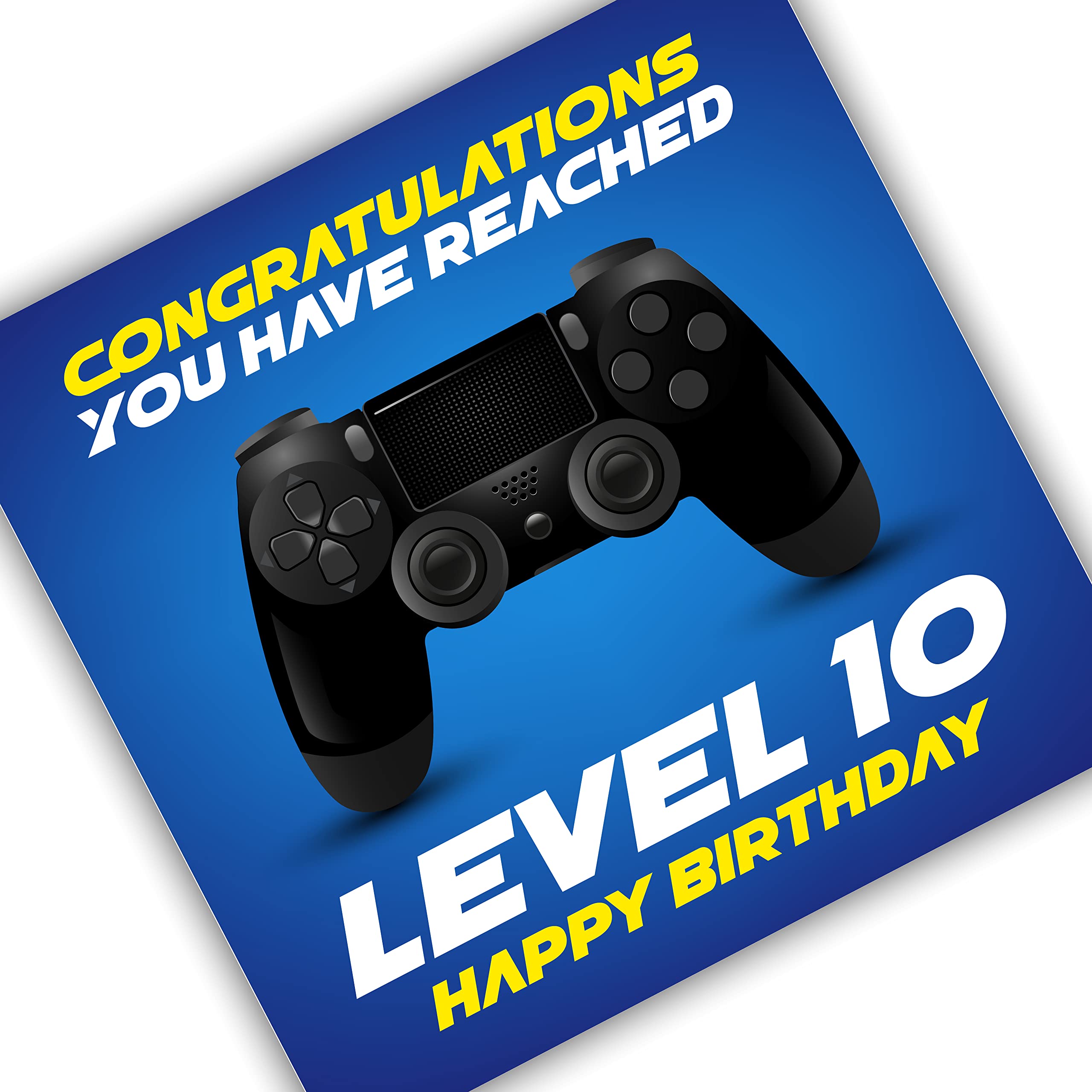 Punkcards 10th Birthday Card - Gamer Birthday Card - Congratulation You Have Reached Level 10 Happy Birthday - Birthday Cards - Age 10th Ten Tenth - Video Gaming Card