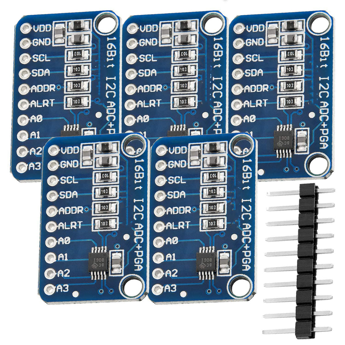 AZDelivery 5 x ADS1115 ADC Analog to Digital Converter 16bit 4-Channel Module compatible with Arduino and Raspberry Pi including E-Book!