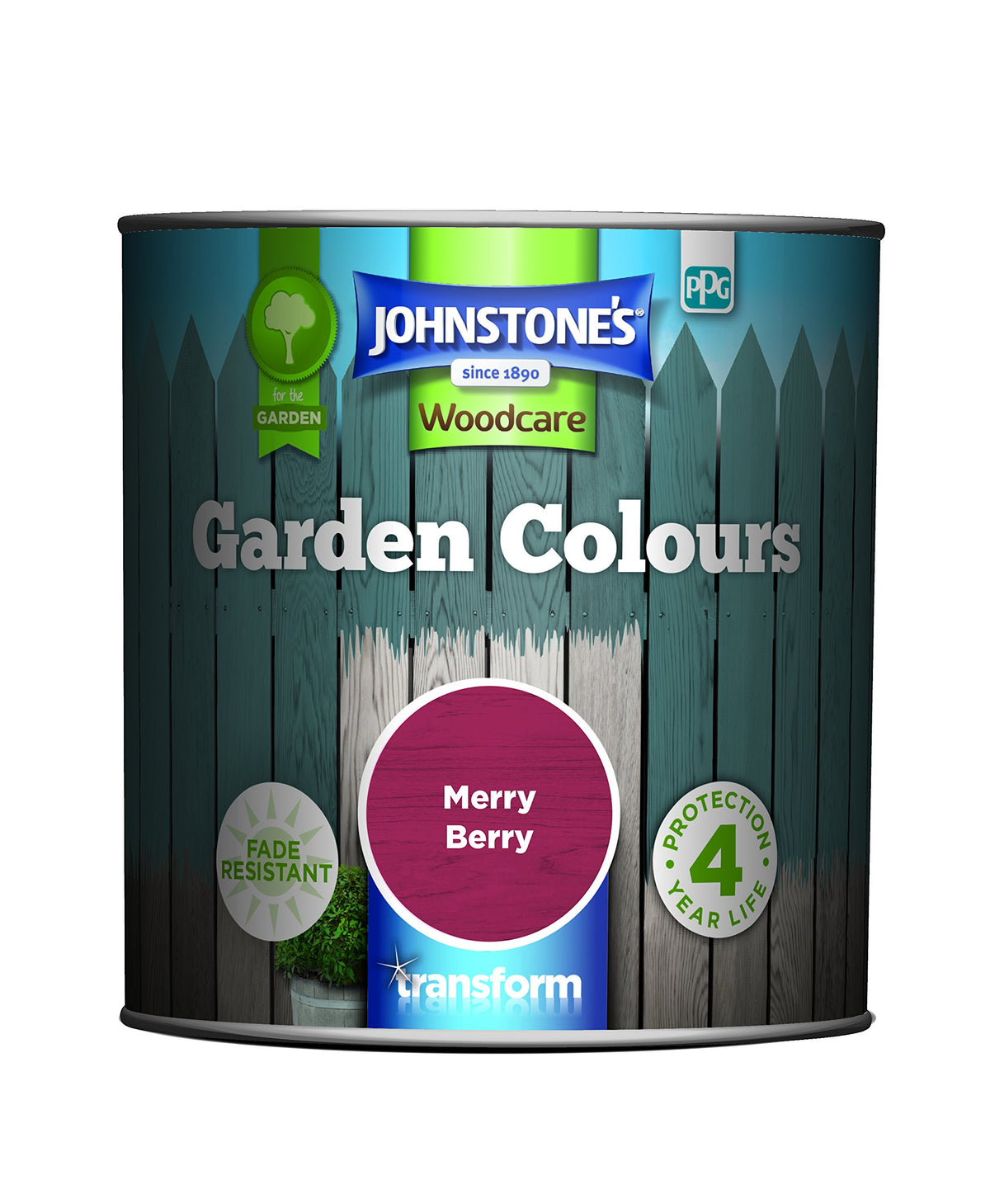 Johnstone’s - Garden Colours - Merry Berry - Exterior Wood Paint - Fade Resistant - Suitable for Garden Furniture Outdoors - Fence Paint - Dry in 2 hours - 12m2 Coverage per Litre - 1L