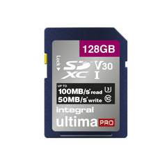 Integral 128GB SD Card 4K Ultra-HD Video Premium High Speed Memory Card SDXC Up to 100MB/s SDXC V30 UHS-I U3 Class 10 SD Memory Card, Black