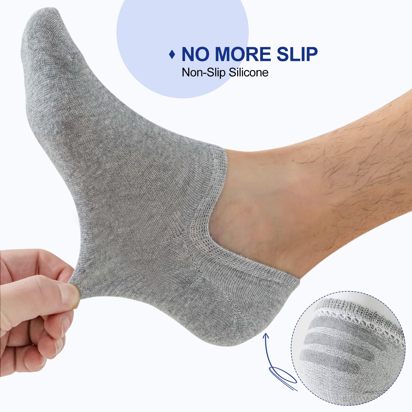 Niofind No Show Trainer Socks Mens Invisible Socks Men Women Ladies Low Cut Cotton Ankle Socks Multipack Breathable Summer Casual Liner Socks with Non-Slip Silicone 6 Pairs 5-9 (Multicolor)