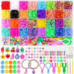 JOISHOP 2700and Loom Bands Kit, 32 Colors Rubber Twist Bands kit Colorful DIY Refill Bracelet Making Kit with Beads Accessories for Kids Girls Boys Starter Making Gift