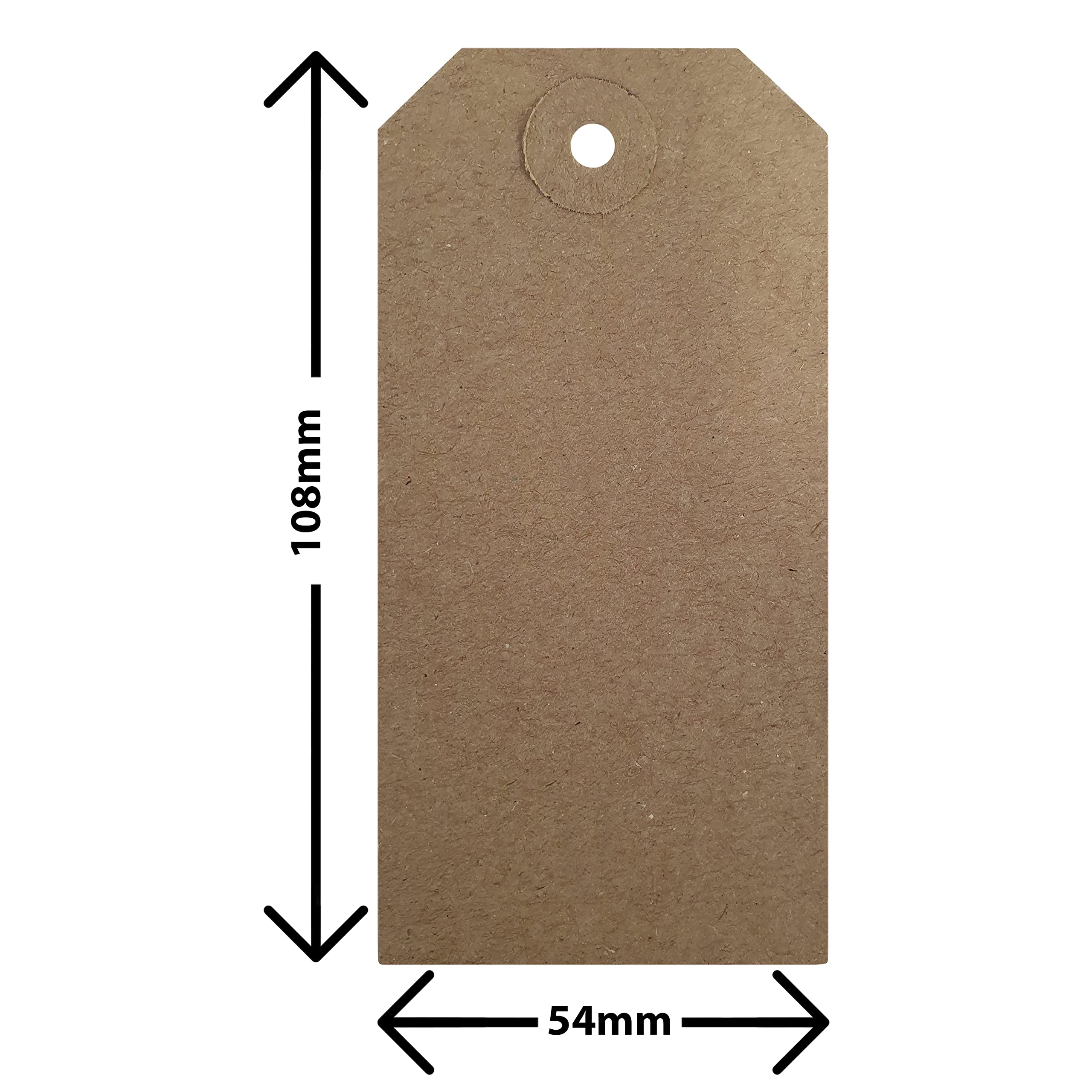 Swift Strung Tags Brown Reinforced Card Clothing Parcel Label String Hanging Gift Swing Tickets Kraft Hang Price Labelling 108mm x 54mm (Pack of 100)