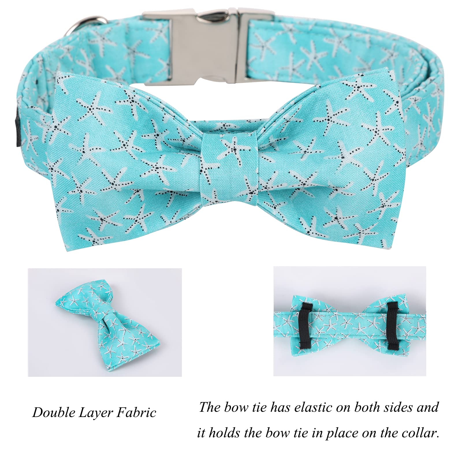 Lionet Paws Dog Collar with Bowtie, Durable Adjustable and Comfortable Cotton Collar for X-Large Dogs, Neck 40-66cm