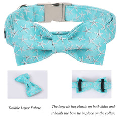 Lionet Paws Dog Collar with Bowtie, Durable Adjustable and Comfortable Cotton Collar for X-Large Dogs, Neck 40-66cm