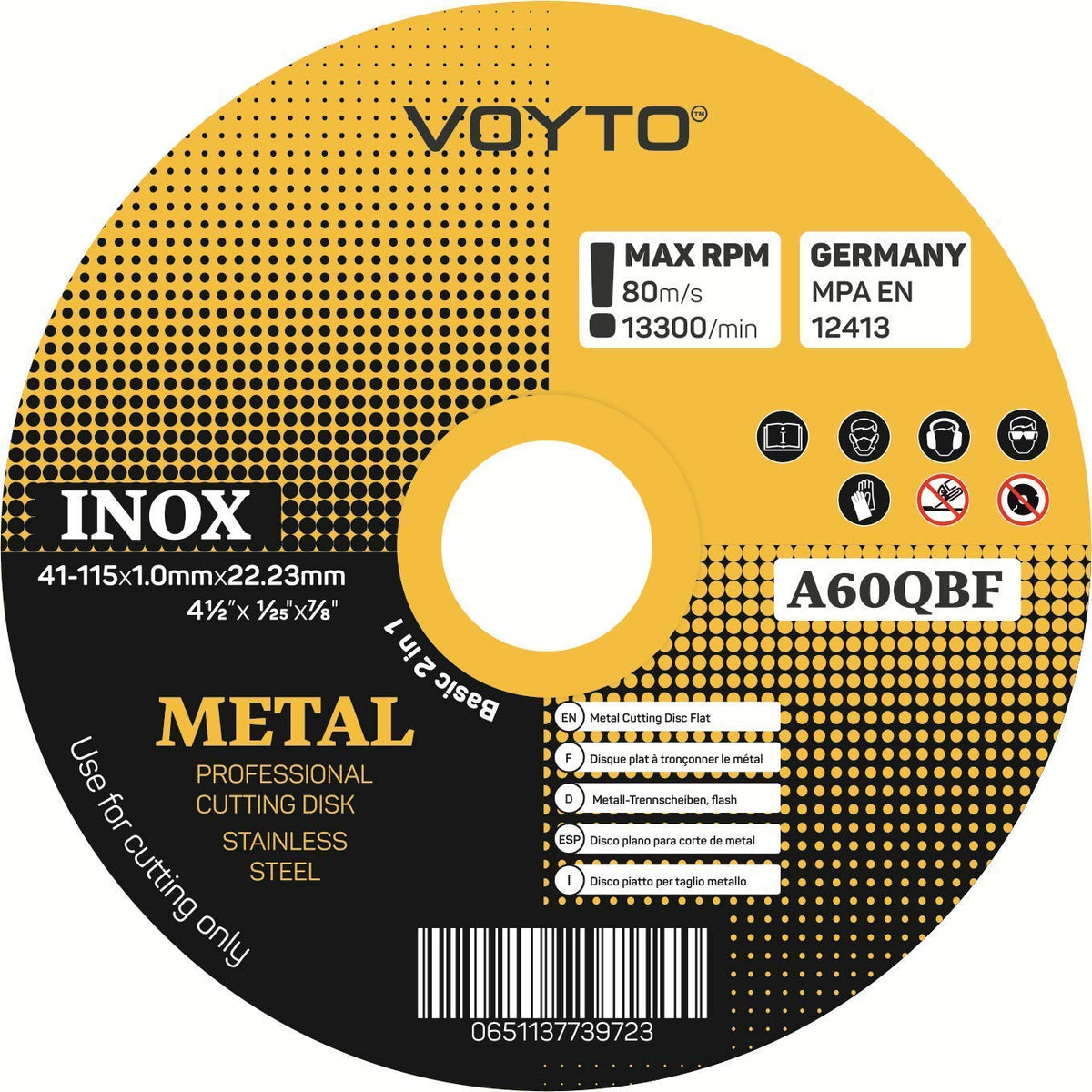 VOYTO Pack of 10 x Ultra thin 115 x 1mm Ultra Thin for Angle Grinder- Stainless steel, 4.5 inches cuttings slitting discs blades - metal cutting Steel Pipes Steel Cables and Cables, and Non-ferrous Metals