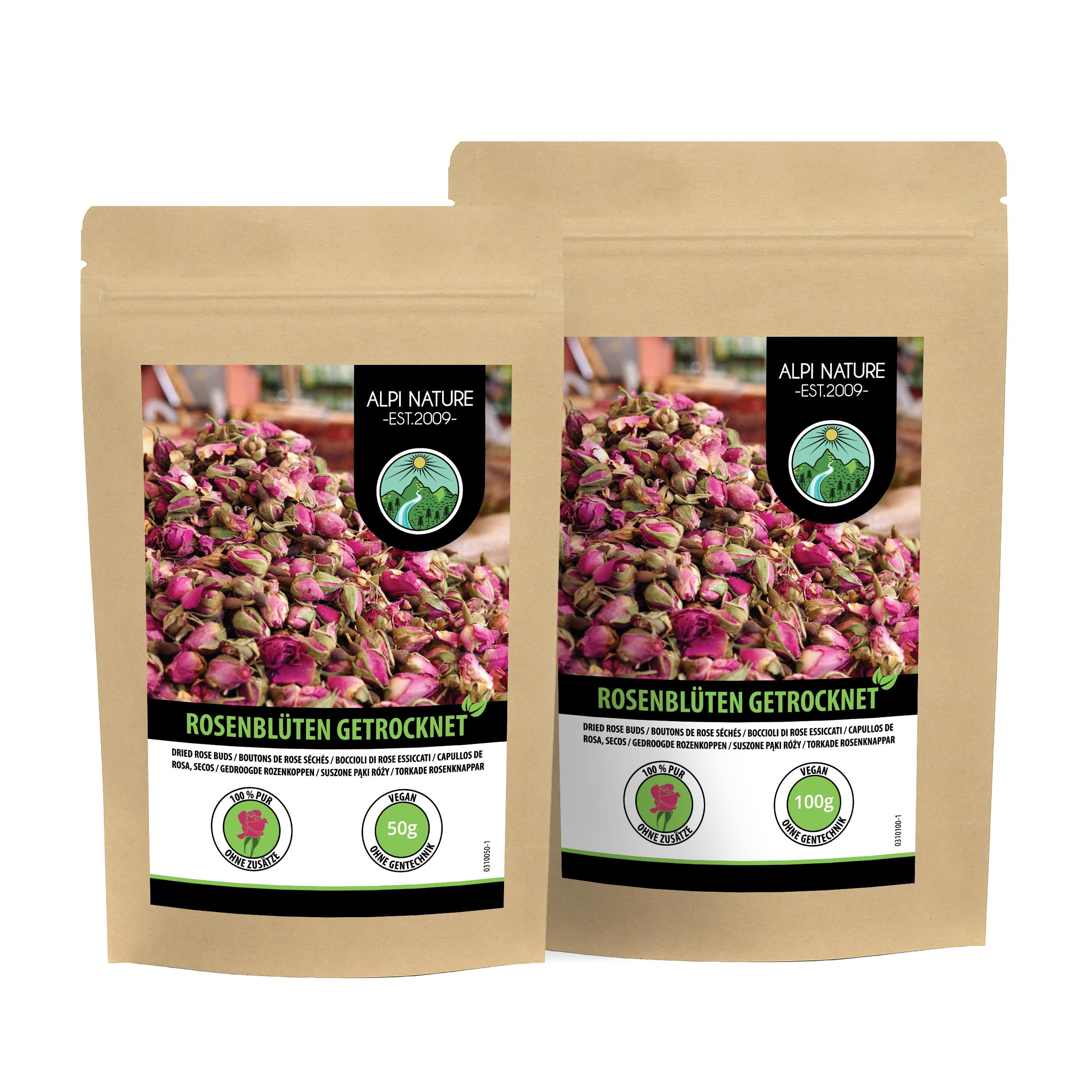 Rose Buds Dried, Rosebuds Infusion (50g, 1.8 oz), Rosebuds Tea, Dried Rose Petals, Rose Tea, 100% Pure and Natural