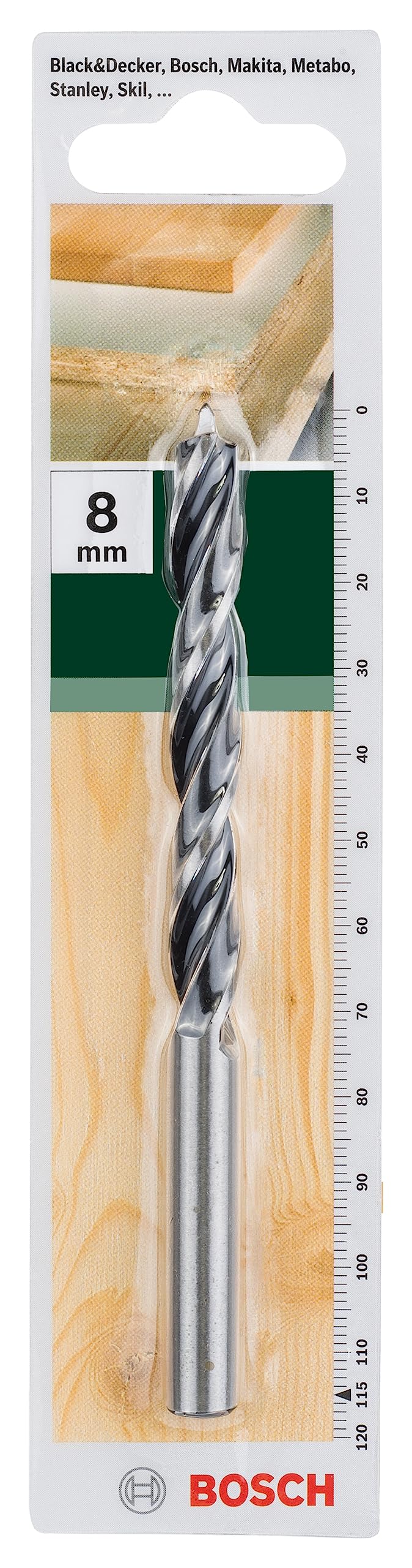 Bosch Accessories 2609255205 115mm Brad Point Drill Bits with Diameter 8mm