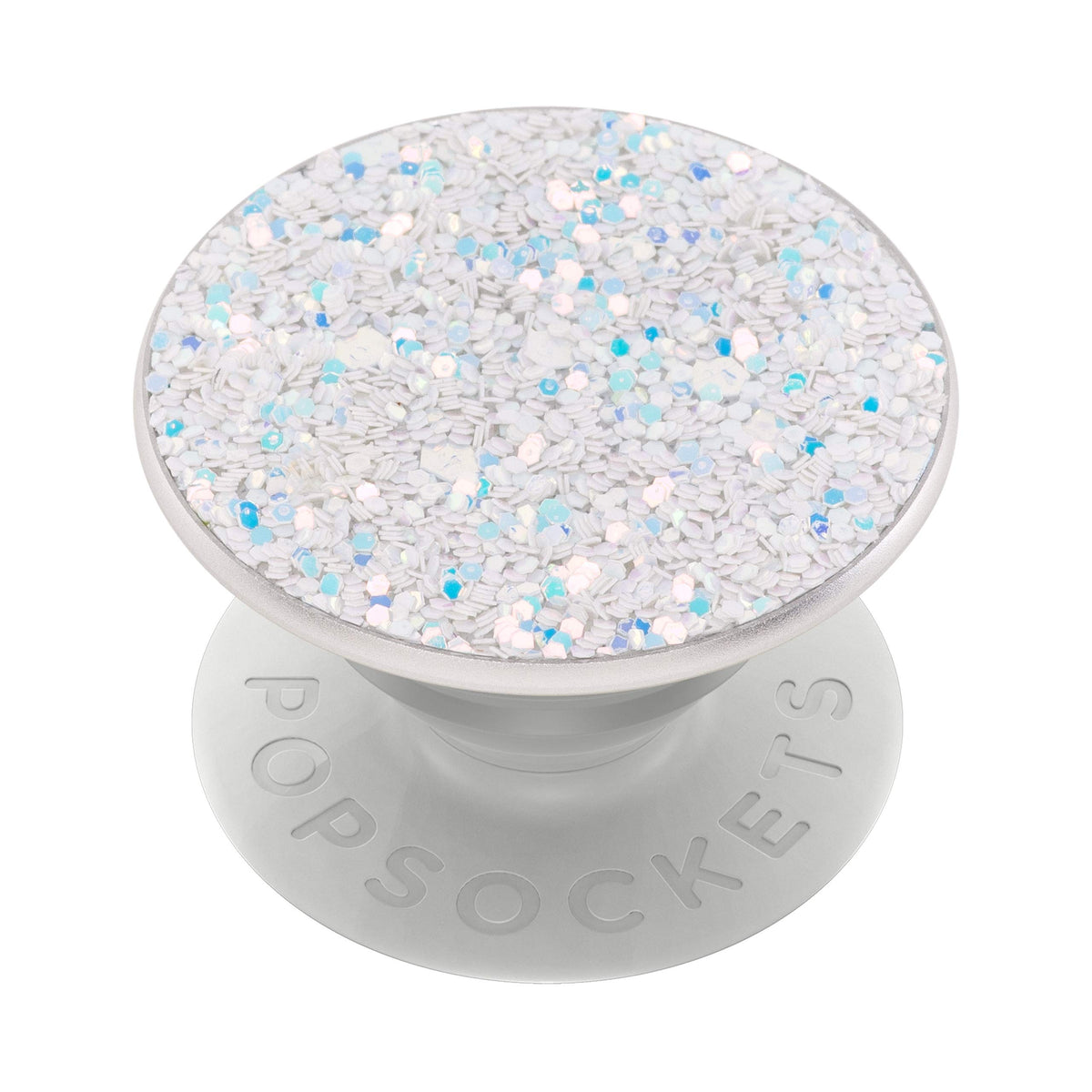 PopSockets PopGrip -All Smartphones and Tablets, Nintendo Switch, Kindle E-reader, Ipad Expanding Stand and Grip with Swappable Top - Sparkle Snow White,Water proof
