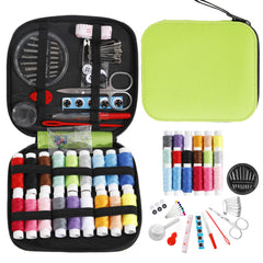 JUNING Sewing Kit with Case Portable Sewing Supplies for Home Traveler, Adults, Beginner, Emergency, Kids Contains Thread, Scissors, Needles, Measure (B-Nomal-Green)