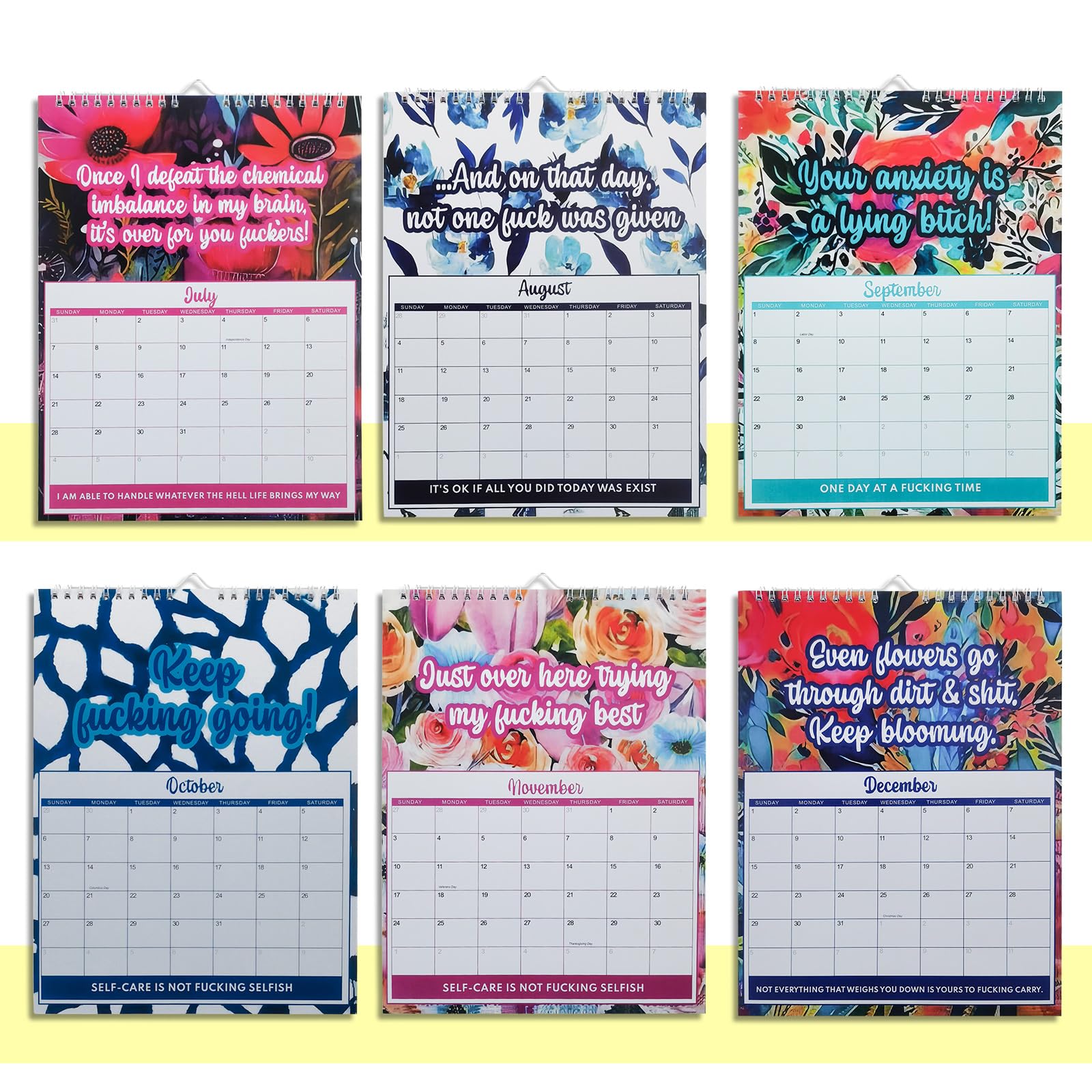 MultiValue Mental Health Calendar 2024, Creative Wall Calendar UK with Sweary Affirmations, Funny Mental Health Calendar Planner 2024 Calendar Family Organiser Calendars for Home, Office (03#)