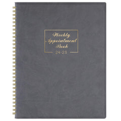 Appointment Book 2024-2025 - July 2024 to June 2025 with Times, Appointment Diary 2024-2025 A4 Week to View Hourly Planner in 15 Minutes, 21.8 x 29 cm, Soft Leather Cover