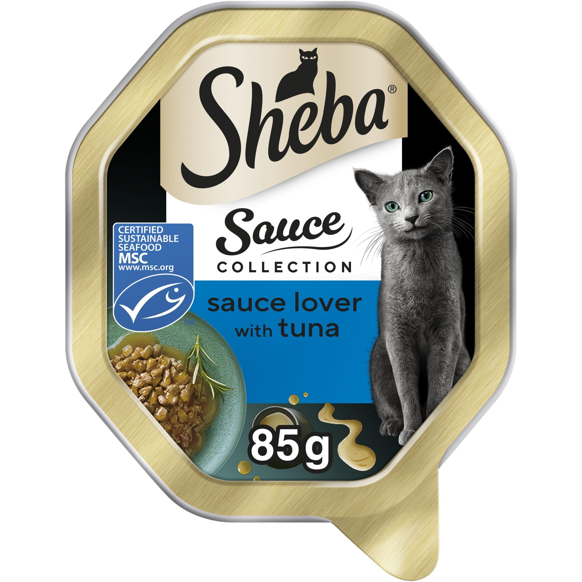 Sheba Sauce Lover in Gravy with Tuna, Wet Cat Food Trays for Adult Cats, 85g