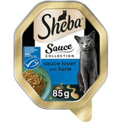 Sheba Sauce Lover in Gravy with Tuna, Wet Cat Food Trays for Adult Cats, 85g