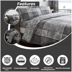 GC GAVENO CAVAILIA Geometric Duvet Cover Single (135cm X 200cm) with Pillowcase   Bedding Set Single   Polycotton Comforter Cover   Grey