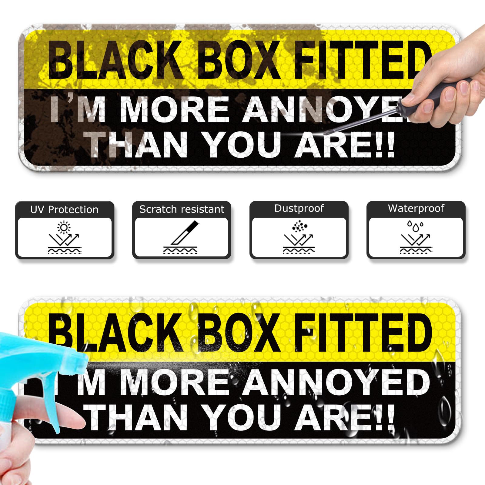 Black Box Fitted Magnetic Sticker 30 × 10 cm Reflective Black Box Car Sticker Security Warning New Driver Car Bumper Speed Monitored Sign Removable Waterproof 4 PCS