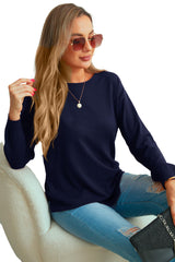 GRECERELLE Stylish Long Sleeve Jumpers for Modern Women (Navy Blue, XL)