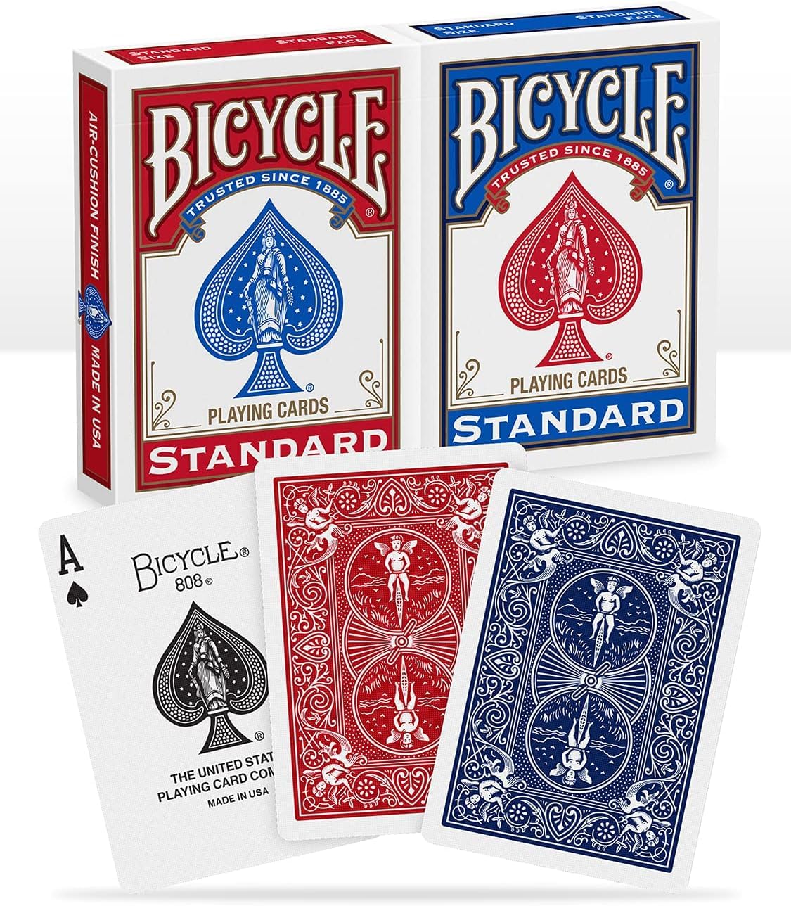 Bicycle® Standard index Playing Cards, 2 Decks, Red & Blue, Air Cushion Finish, Professional, Superb Handling & Durability for 14 years