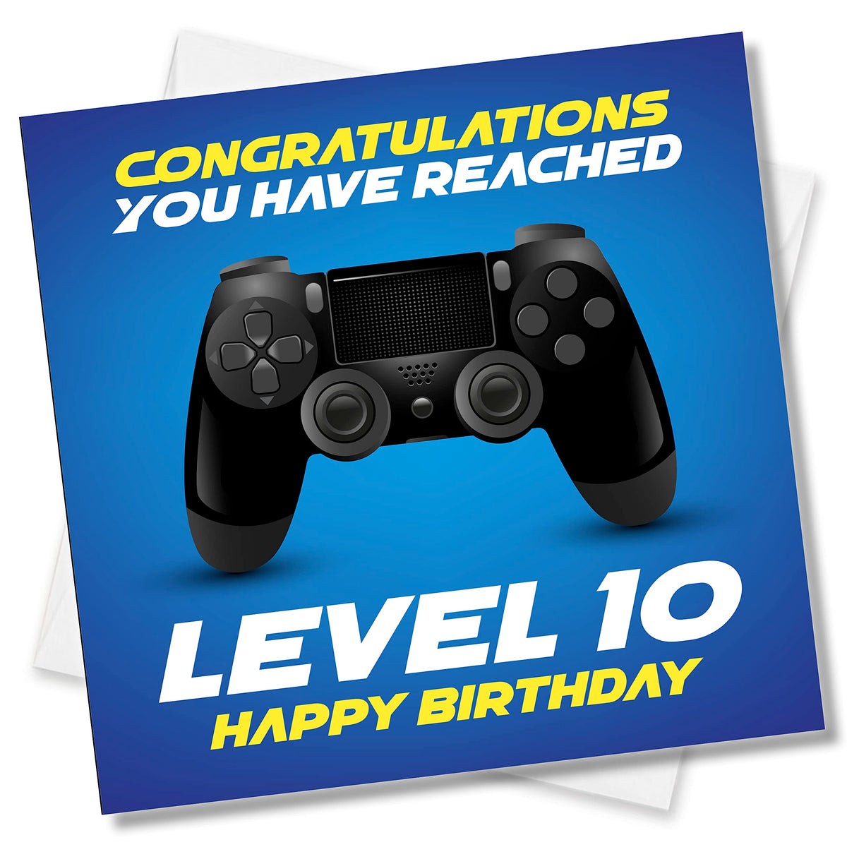 Punkcards 10th Birthday Card - Gamer Birthday Card - Congratulation You Have Reached Level 10 Happy Birthday - Birthday Cards - Age 10th Ten Tenth - Video Gaming Card