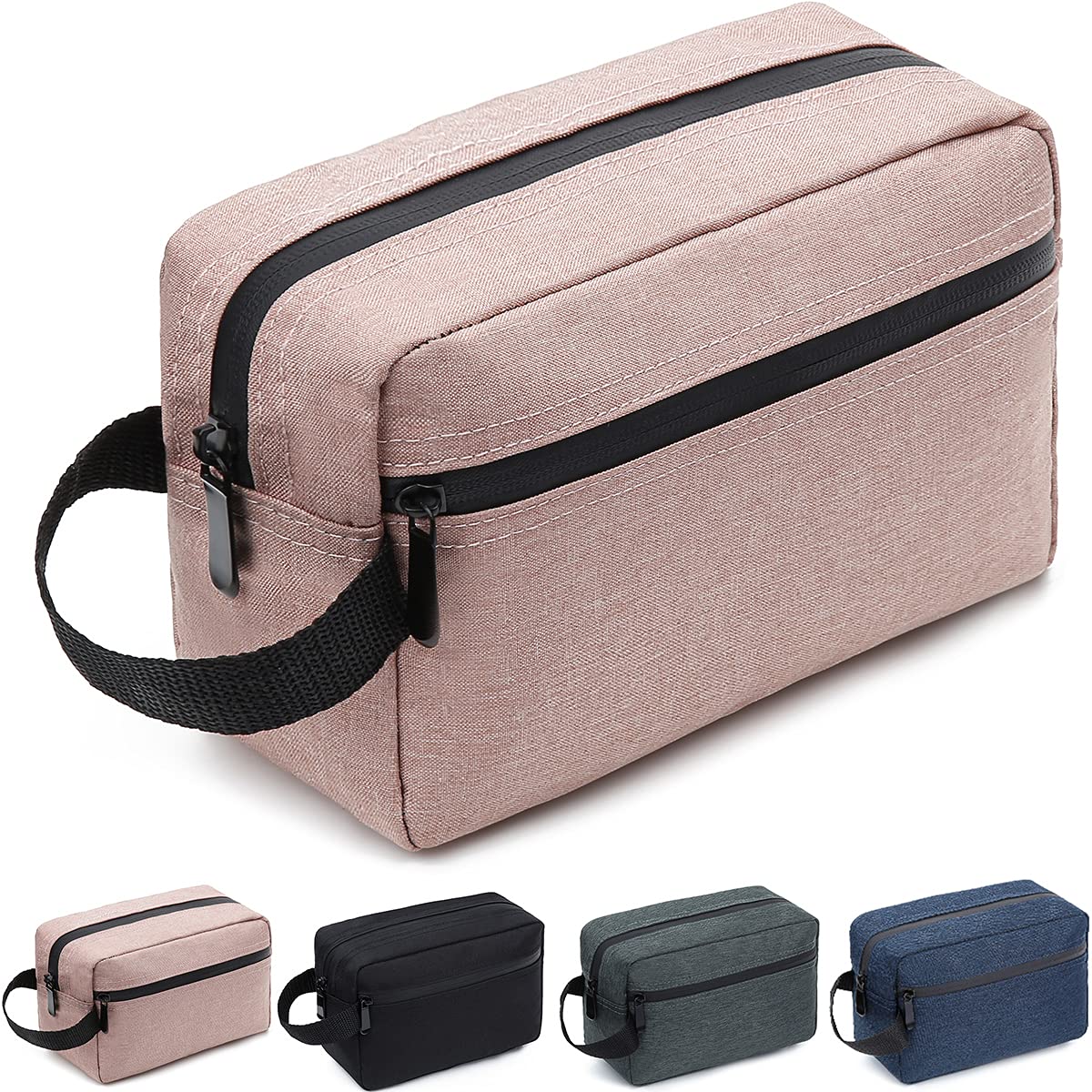 FUNSEED Travel Toiletry Bag for Women and Men, Shaving Bag for Toiletries Accessories, Foldable Storage Bags with Handle for Cosmetics Brushes Tools,Pink