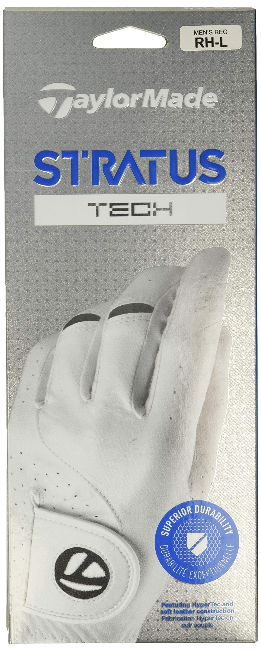 TaylorMade Men's Stratus Tech Golf Glove, White, Medium