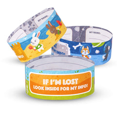 Printlike 15 Pack Travel ID Safety Wristbands for Kids   Emergency Bracelets to Help Lost Children