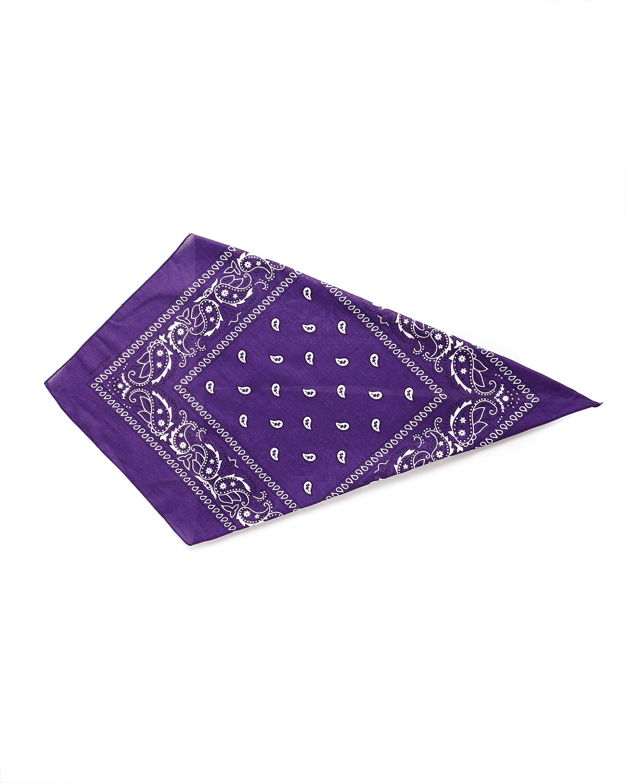 Purple Paisley Bandana Head Scarf Headbands Handkerchief Cowboy Cotton Bib Party Face Covering Headwear For Motorcycling Mens Womens Unisex