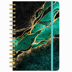 Huamxe Spiral Journal Notebook, Marble Hardcover Lined Journal for Women, Medium 6 x 8.4 in, 160 Pages Thick Paper, Cute A5 College Ruled Notebooks for Journaling Writing Work Office School, Green