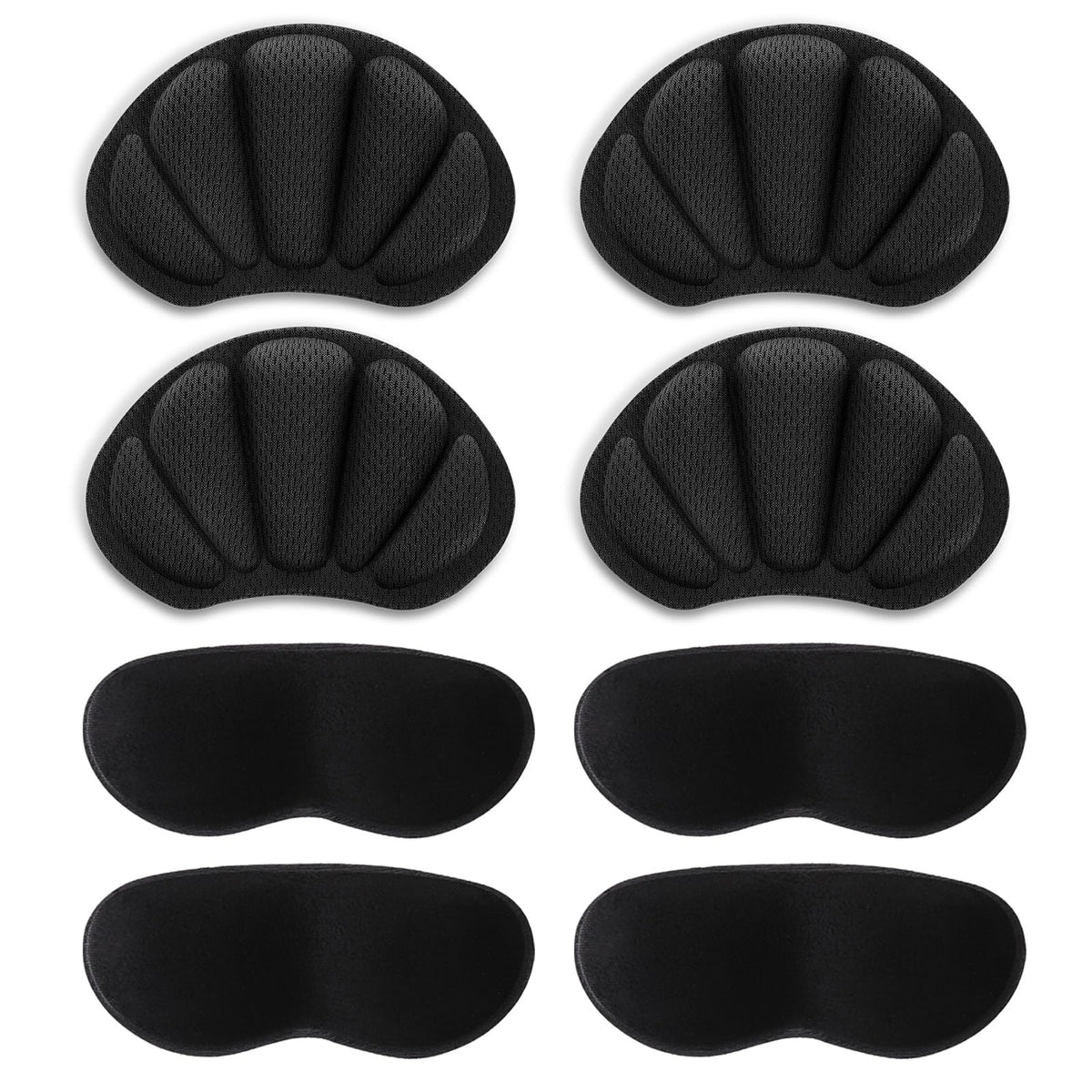 4 Pairs Heel Cushion Pads, Mesh Adhesive Heel Grips Inserts for Boots, Loose Shoes Too Big, Reusable Heel Guards Liners for Women Men, Anti Blister Shoe Liners Heel Protectors Improve Shoe Fit (Black)