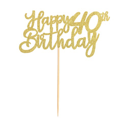 3 Pieces Happy 40th Birthday Cake Toppers Gold 40 Cupcake Toppers Cheers to 40 Fabulous Cake Decorations for 40th Birthday Party Decoration Supplies