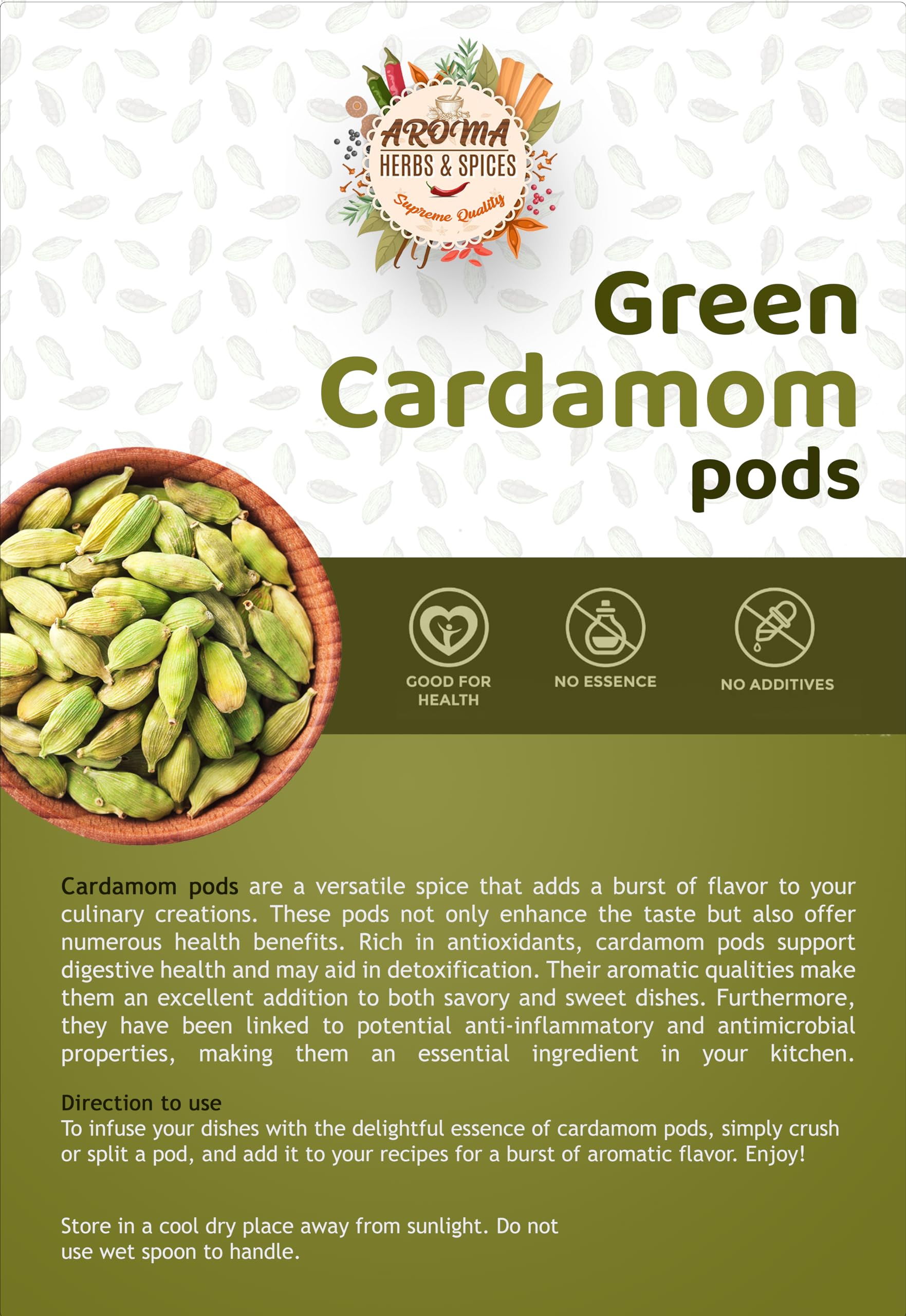 Green Cardamom pods  Elaichi pods   Green Elaichi   Natural   Bold   Premium Quality   All Natural   Vegan   Gluten Friendly   Non-GMO (100 Gram)