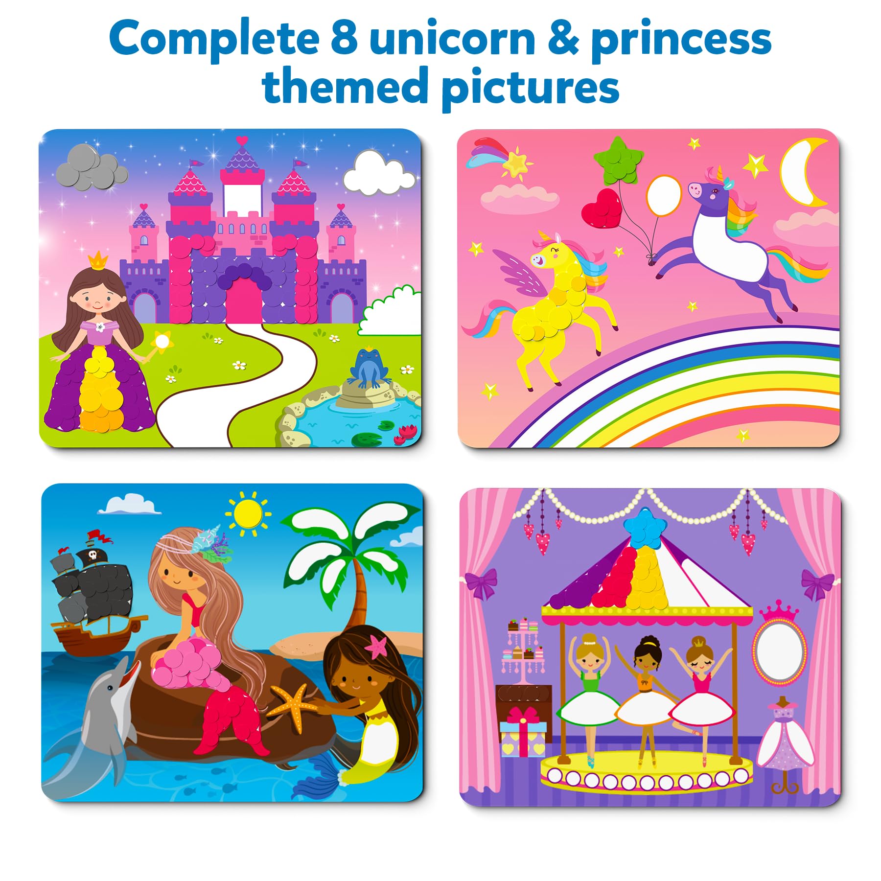 Skillmatics Art Activity - Dot It Unicorns & Princesses, No Mess Sticker Art for Kids, Craft Kits, DIY Activity, Gifts for Boys & Girls Ages 3, 4, 5, 6, 7, Travel Toys for Toddlers