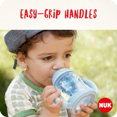 NUK First Choice Learner Cup Sippy Cup   6-18 Months   Leak-Proof Silicone Spout   Anti-Colic Vent   BPA-Free   150ml   White & Grey