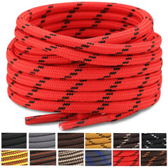 Stepace Round Shoelaces [2 Pairs] Heavy Duty Boot Shoe Laces for Hiking Work Boots Red Black -140(Dots)