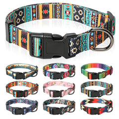 HEELE Dog Collar Medium Multi-Colour Patterned Soft Comfy Dog Pet Collars Easy Adjustable Collar for Small Medium Dogs Indoor Outdoor Activities, Bohemian Cyan, M