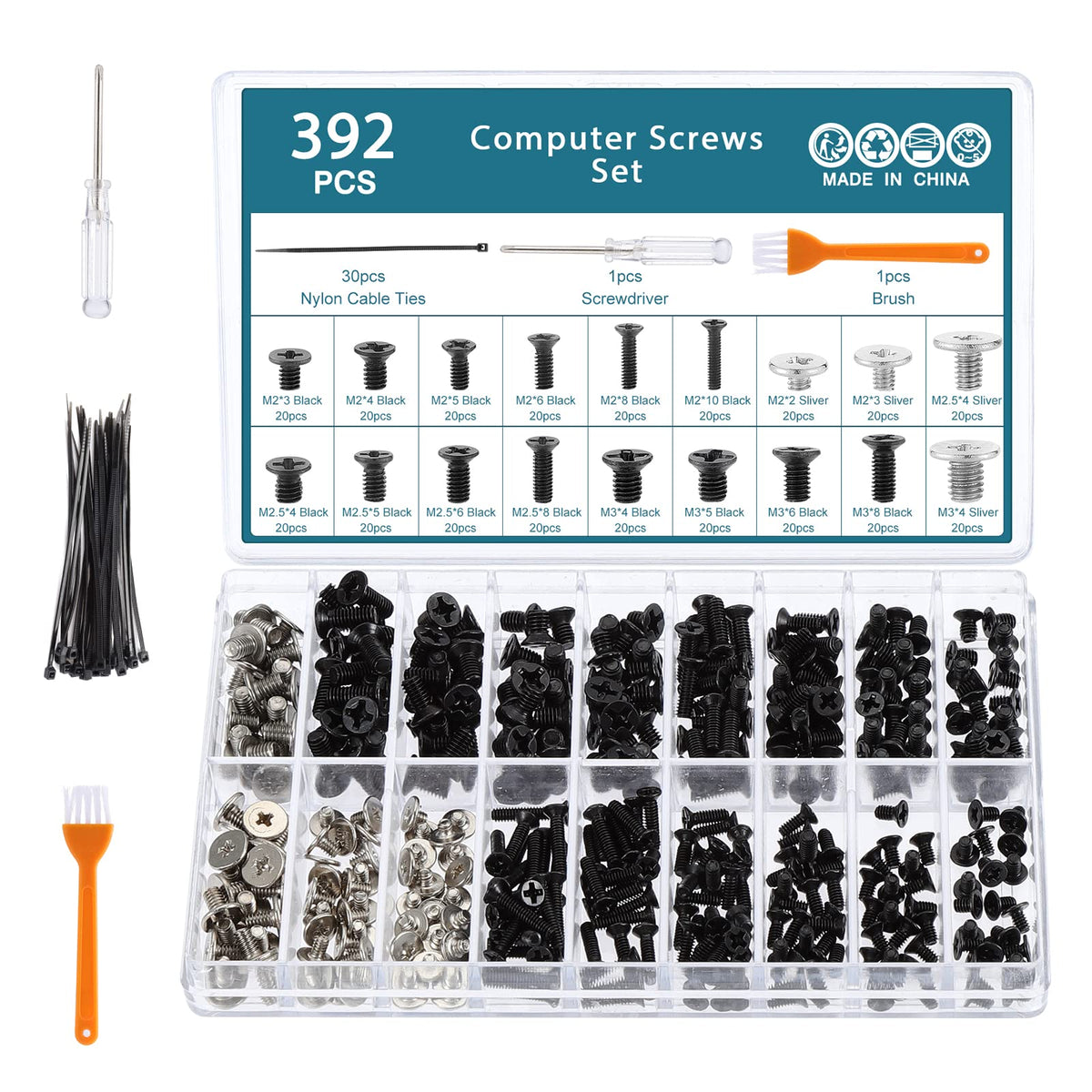 HSEAMALL 392PCS Computer Screws Set,PC Case Screw Motherboard Standoff Screws for Hard Drive Fan Power Chassis Graphics Repair