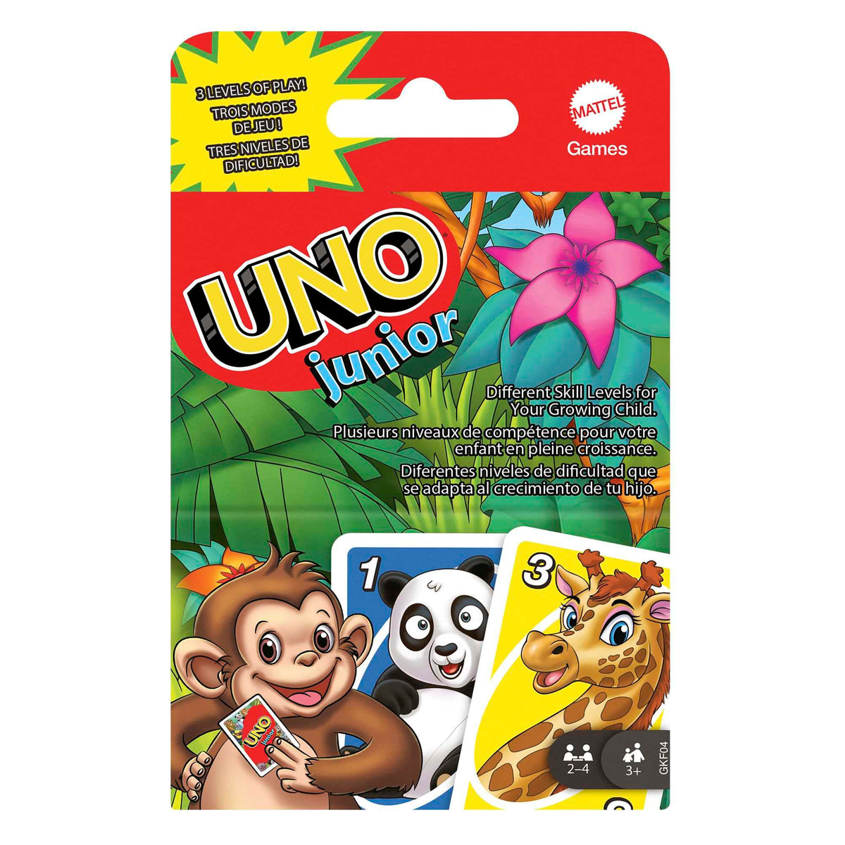 UNO Junior Card Game with 45 Cards, Gift for Kids 3 Years Old & Up, GKF04