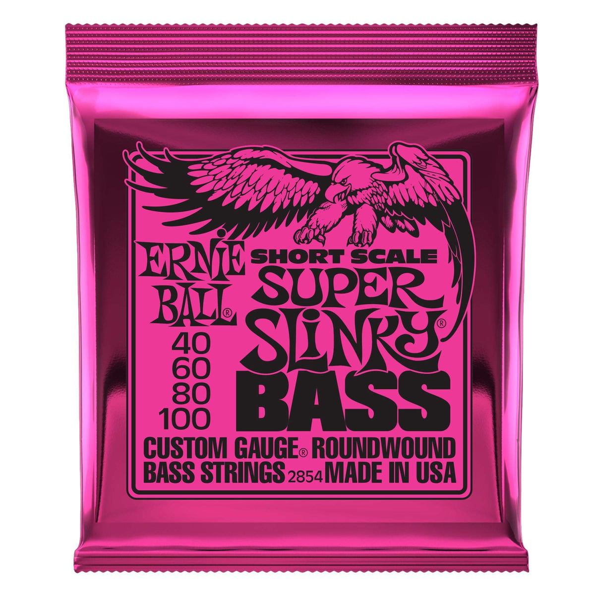 Ernie Ball P02854 Super Slinky Nickel Wound Short Scale Bass Strings - 45-100 Gauge