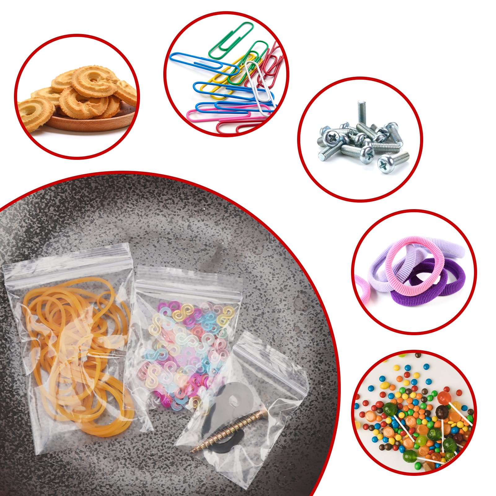 Plastic Bags 100PCS Clear Resealable Grip Seal Bag 5cm X 7cm Thick Durable Protecting Small Items Ziplock Storage Pouches for Daily Use Poly Seal Jewelry Drugs Beads Snacks Seeds Coin Cookies Sweets