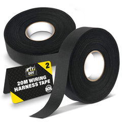 2pk Wiring Loom Tape for Car, Motorcycle & Electricals   20m   Adhesive & Heat Resistant Black Cloth Tape   Tape Wiring Cloth Tape Black   Fabric Tape Adhesive   Car Loom Tape Wiring Harness Loom Tape