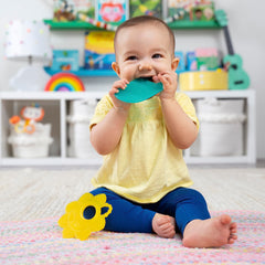 Bright Starts Sunny Soothers 2pk Multi-Textured BPA Free Baby Teethers in Cute Sun and Popsicle Shapes, Ages 3 Monthsand