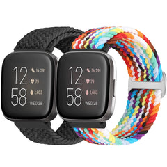 Bcuckood for Fitbit Versa 2 Strap/Fitbit Versa Strap, 2 Pack Braided Adjustable Elastic Nylon Sport Straps Compatible with Fitbit Versa 2/Fitbit Versa Lite/Fitbit Versa for Women Men