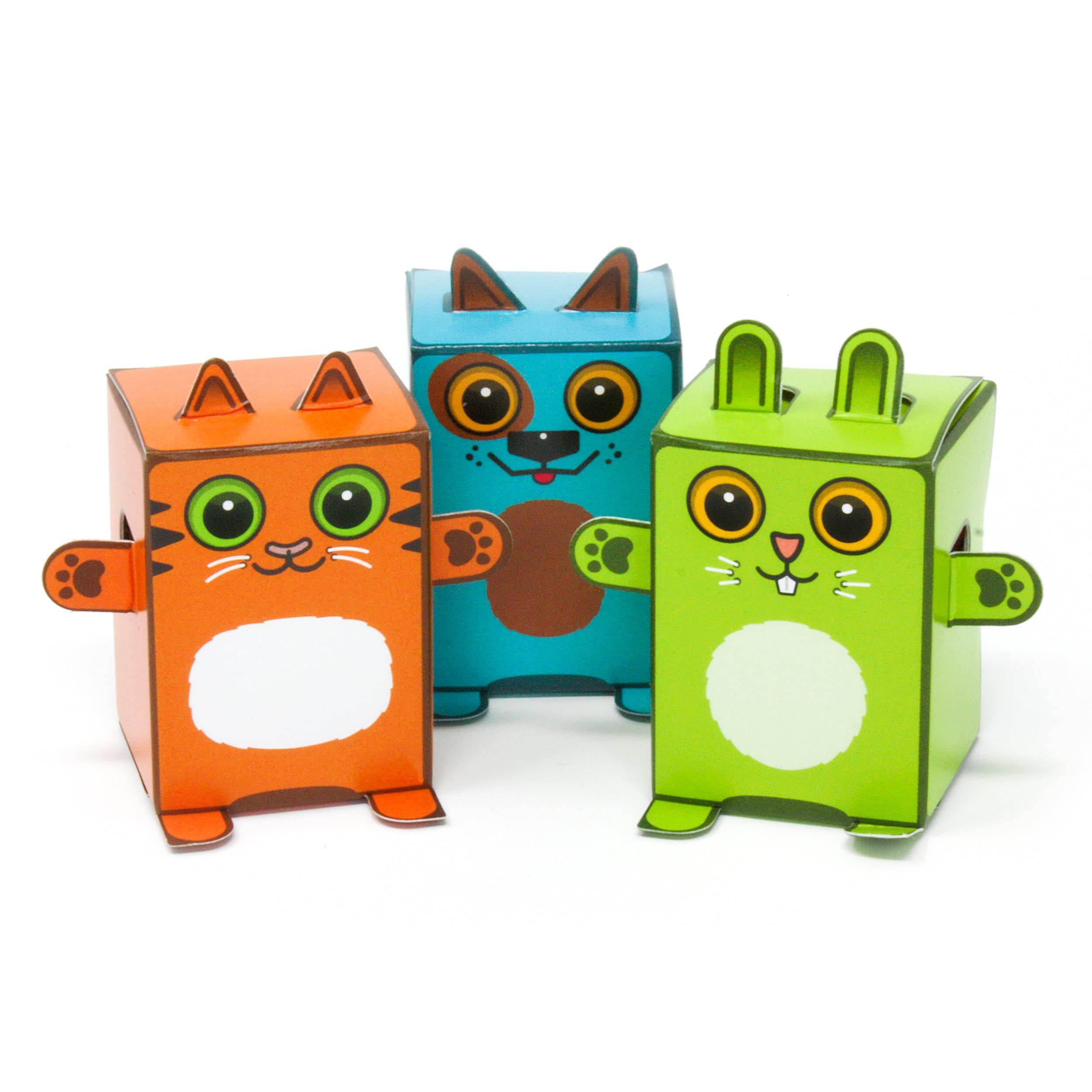 Box Buddies Boxibos Pets - Pack of 12 Mini Box Animals - Paper Craft for Kids, Party Bag Fillers, Pocket Money Toys