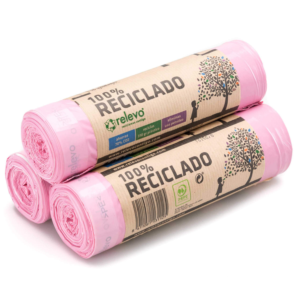 Relevo 100% Recycled Scented Bin Liners, Heavy Duty 30L, 45 Bin Bags