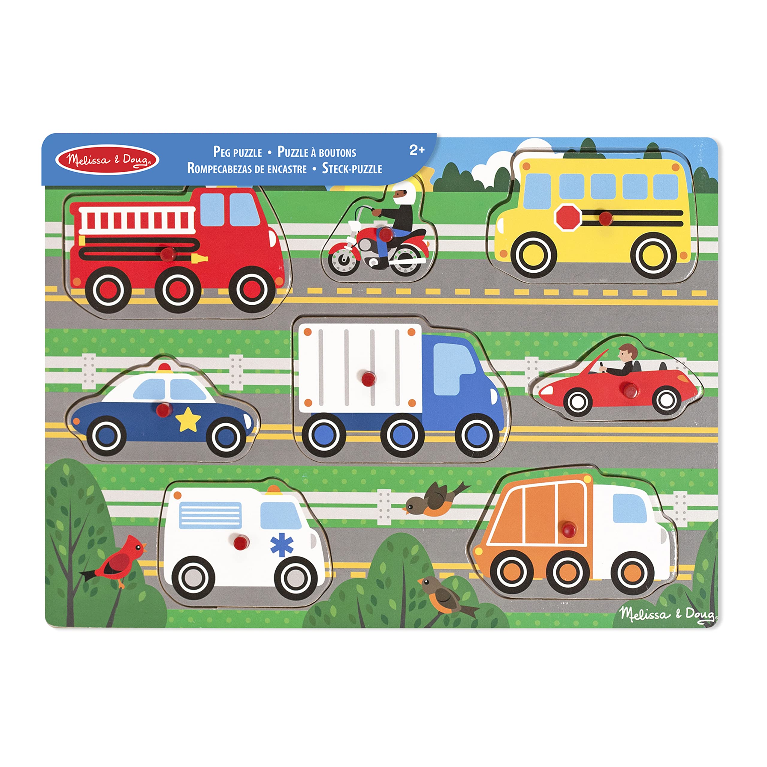 Melissa & Doug Wooden Toys Vehicle Peg Boards for Children, Learning Toys for 2 Year Old Girls & Boys Toddler Puzzles Gifts, Kids Wooden Puzzles for 2 Year Olds, Jigsaws for Children Age 2 3 4